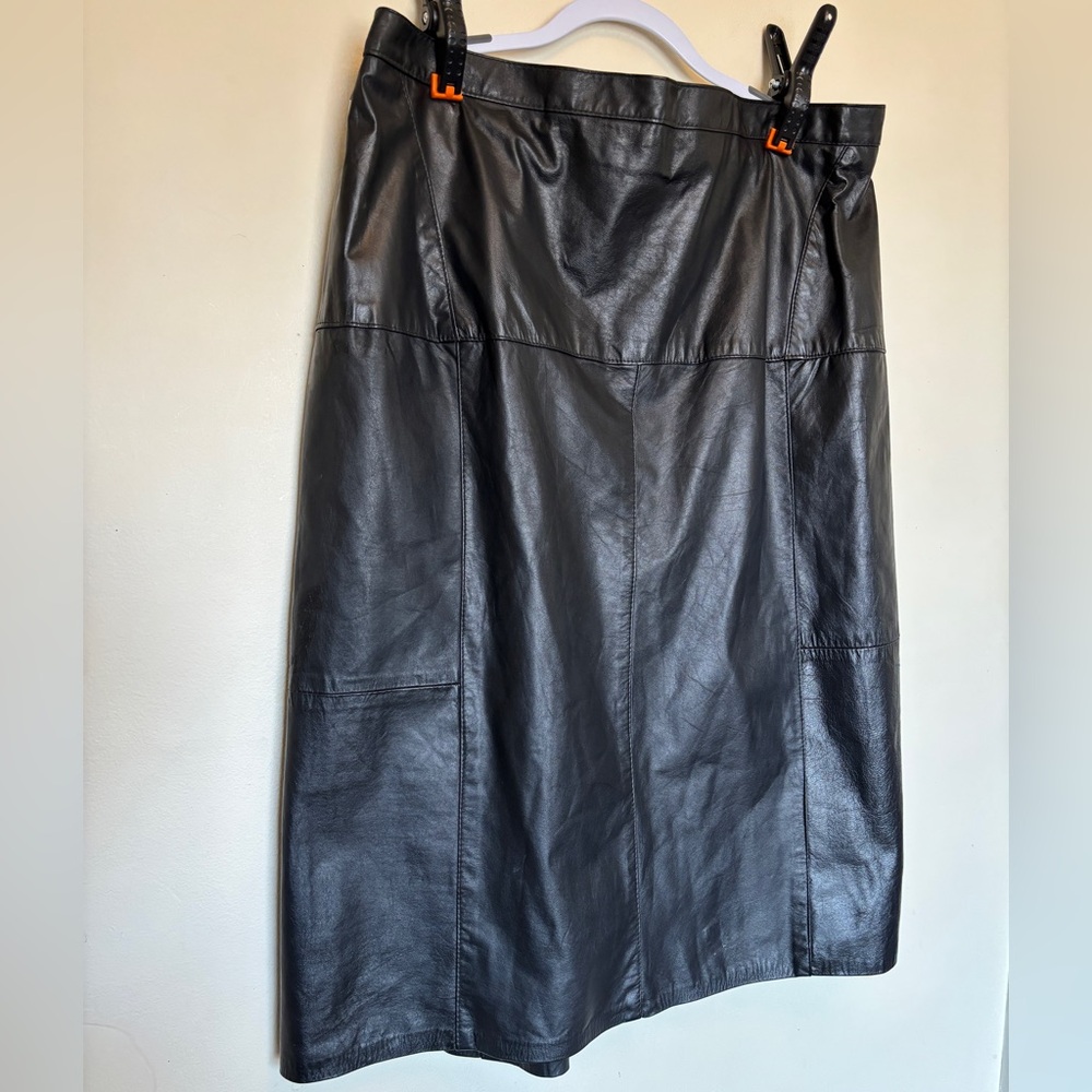 NWT Vintage CBO New York 100% Genuine Leather A-line Skirt 26W Goth Classic USA